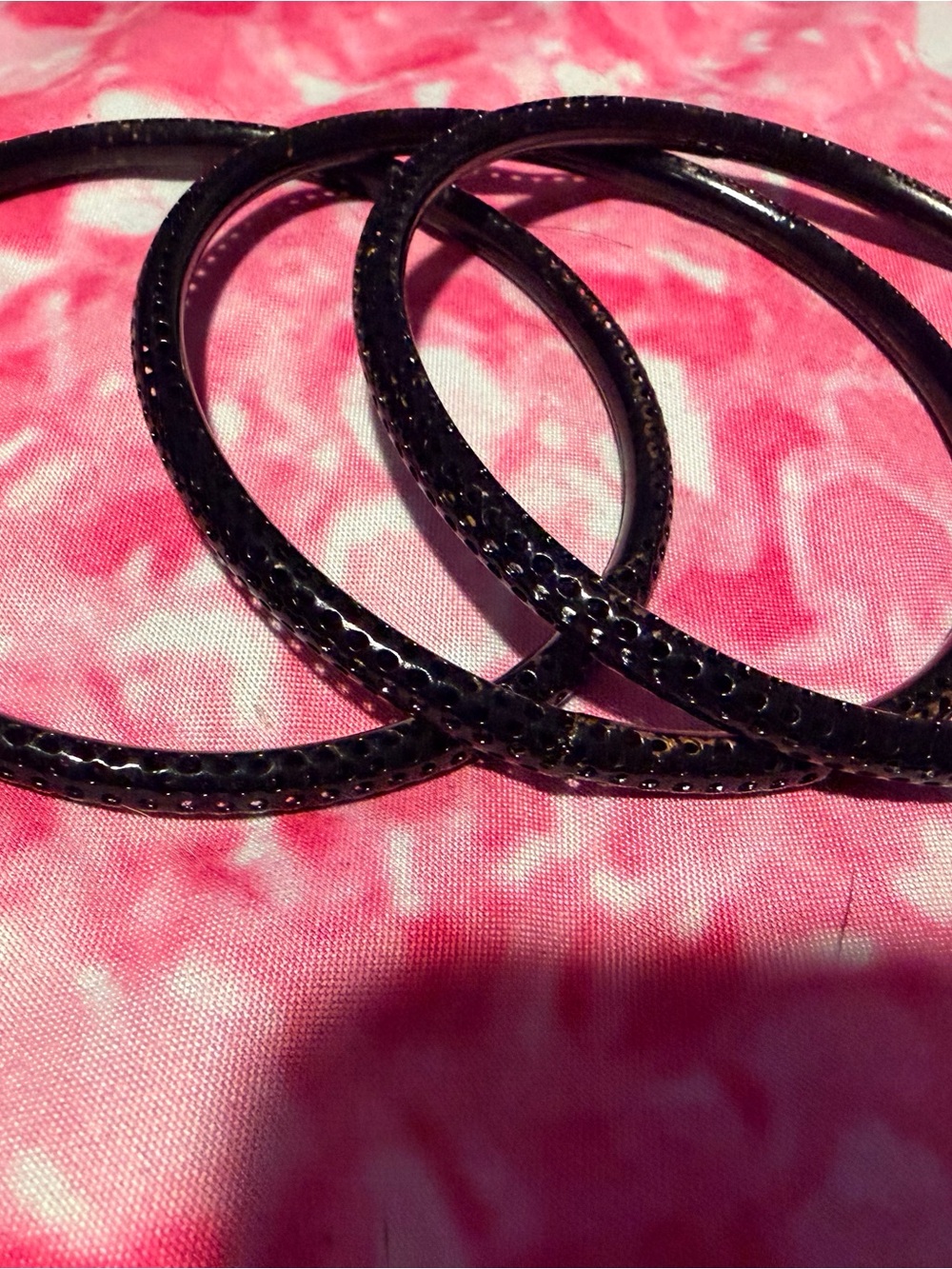Vintage Y2K Set of Three Black Textured Bangle Bracelets